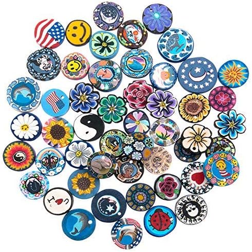 Fun-Weevz 50 PCS Assorted Polymer Clay Disc Pendants for Jewelry Making Adults, DIY Pendant Kit