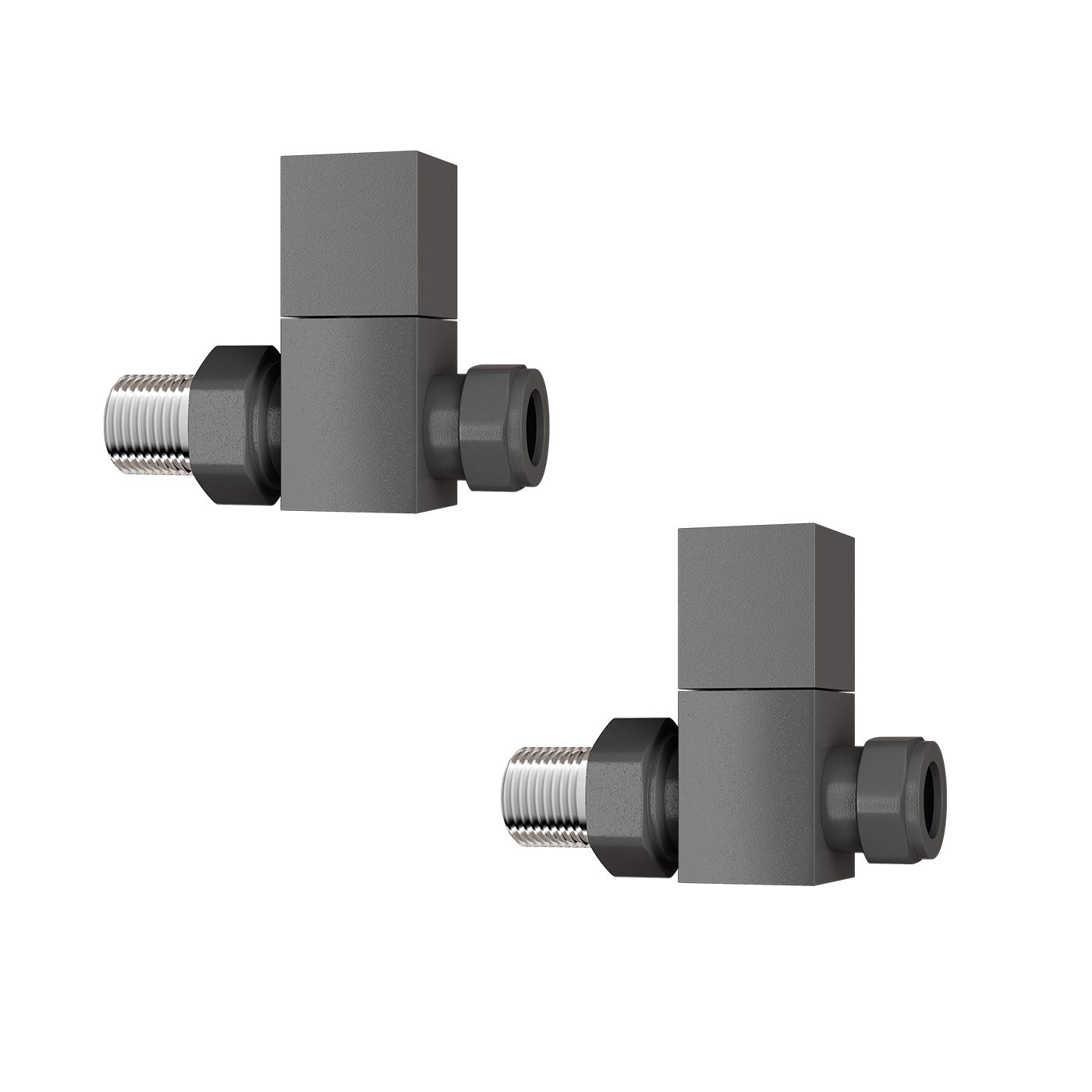 iBathUK Urban Wall/Floor-Mounted Straight Square Radiator Valve Pair, Durable Brass Build Compatible with Panel, Column - Image 3