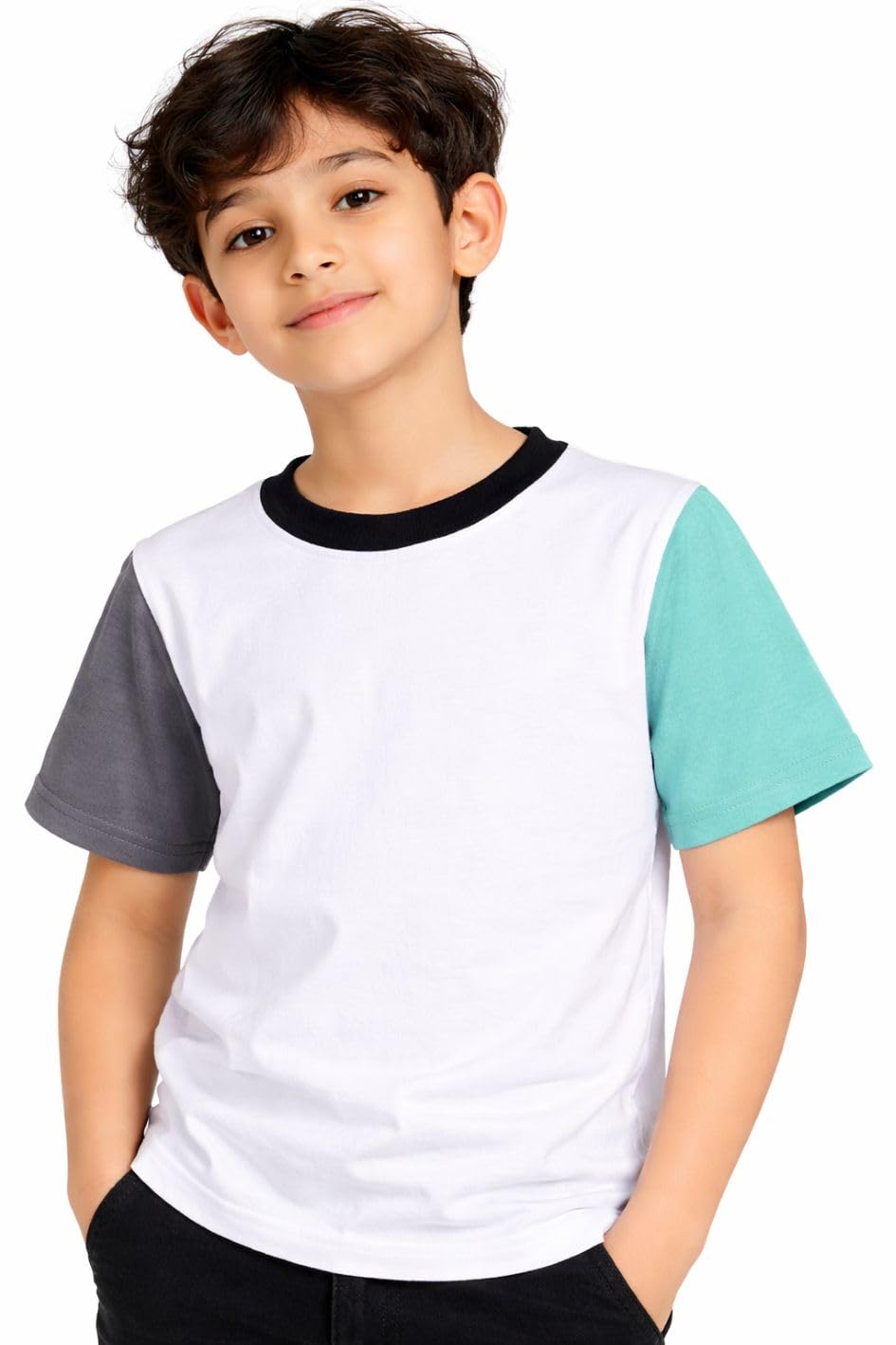 CHILINS Boys Cotton Raglan Sleeve T-Shirt – White with Charcoal Grey & Mint Green Half Sleeves | Soft Casual Tee for Kids - Review, Price and Buying Guide