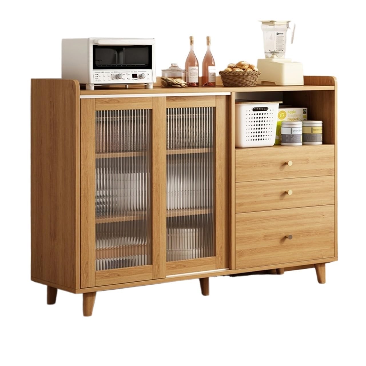 Mobile da buffet Credenza a doppia anta in legno e vetro for cucina Ingresso
