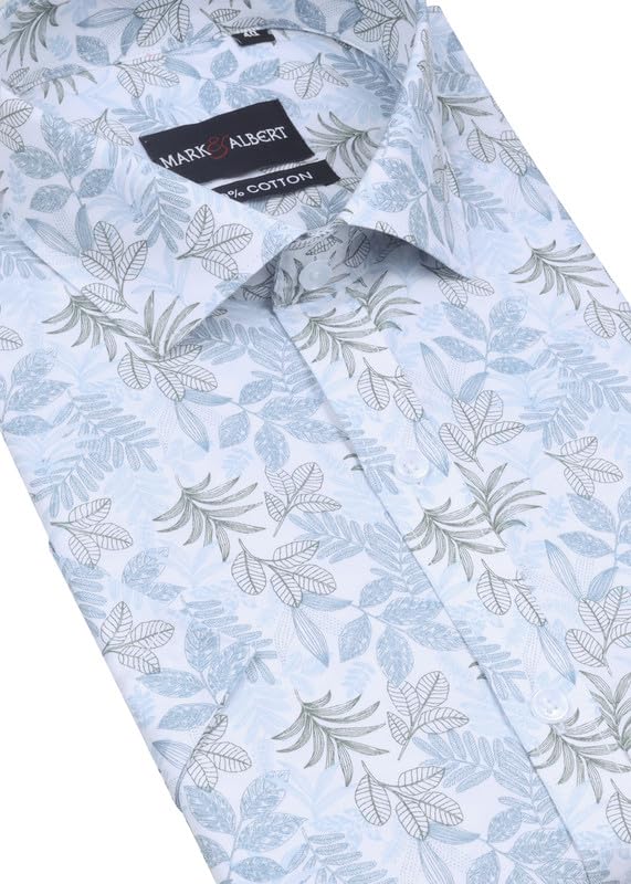 Image of MARK & ALBERT Men's 100% Cotton Printed Half Sleeves Regular Fit Shirt for Men
