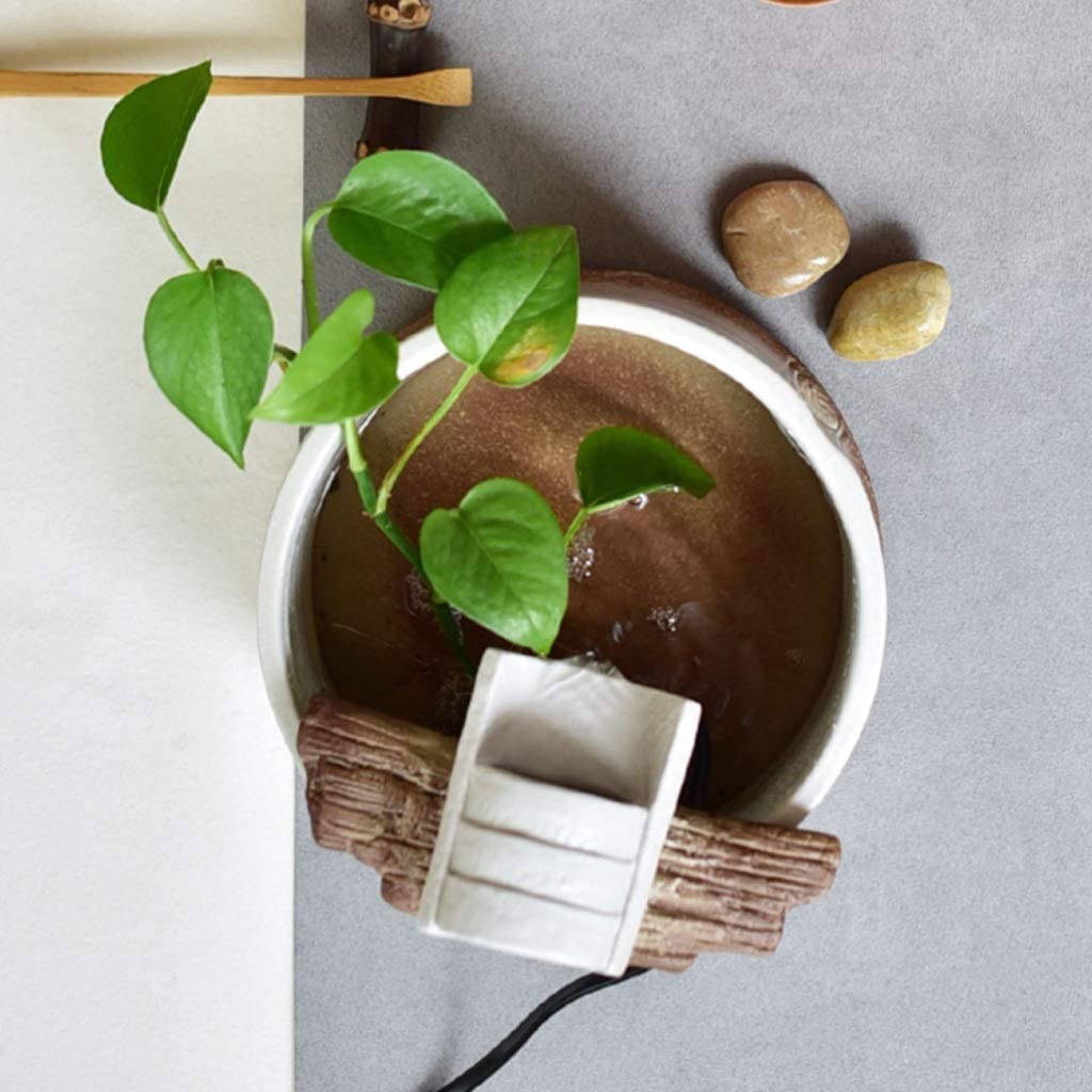 Fontana per Meditazione Casa Fontana da Tavolo Desktop Creativa Ceramica Fountain Tempo Libero Cascata Office Decorazione della casa Dono Ufficio Soggiorno(B)