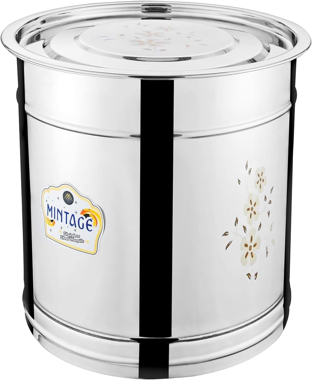 Mintage Stainless Steel Laser Pawali Storage Dabba Drum | Kitchen Rice Flour Atta Big Containers Dabba | Kitchen Storage & Containers 7 Litre 35+Years of Innovation and Quality