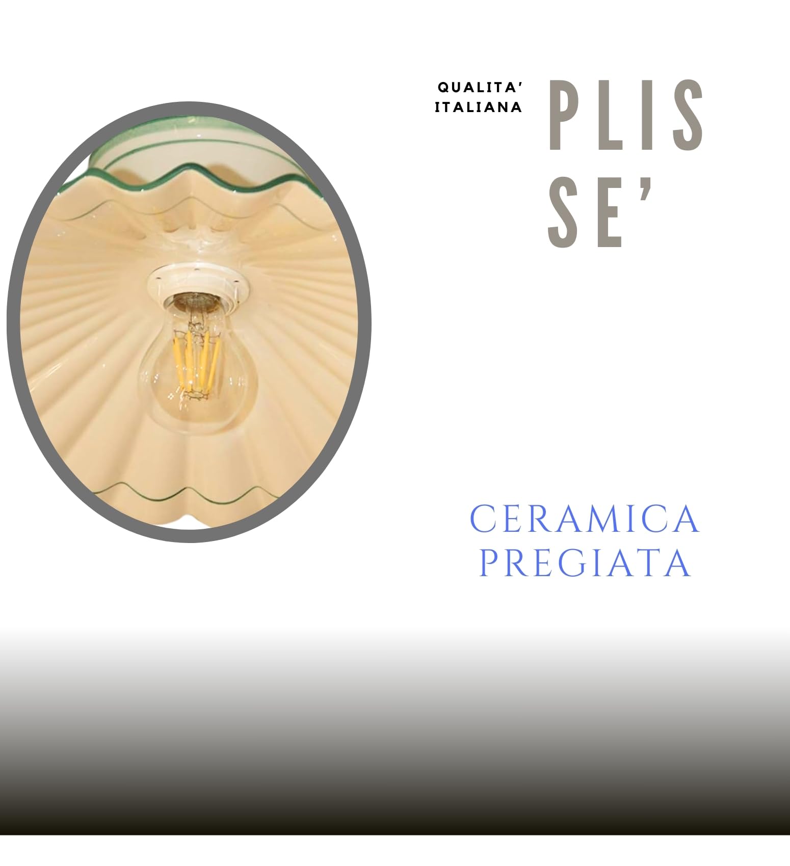 Sospensione Plissè In Ceramica - Lampadario Decorato A Mano