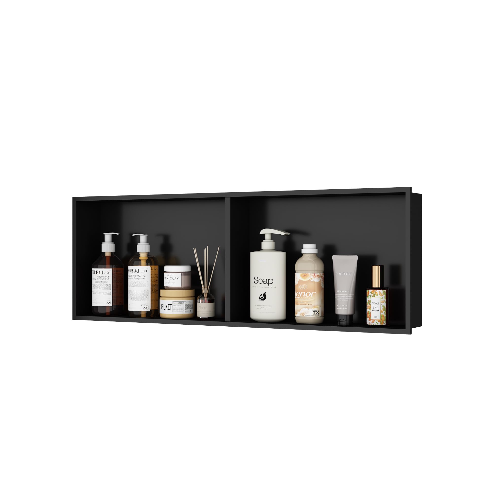 Bathlink Black Shower Niche,Bathroom Niche Wall Insert,90×30×10cm,with Dividers,Easy to Install — image 1