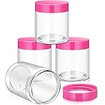 Patelai 4 Pieces Round Wide-mouth Leak Proof Plastic Container Jars with Lids for Travel Storage Makeup Beauty Products Face Creams Oils Salves Ointments DIY Making(4 Ounce,Pink)