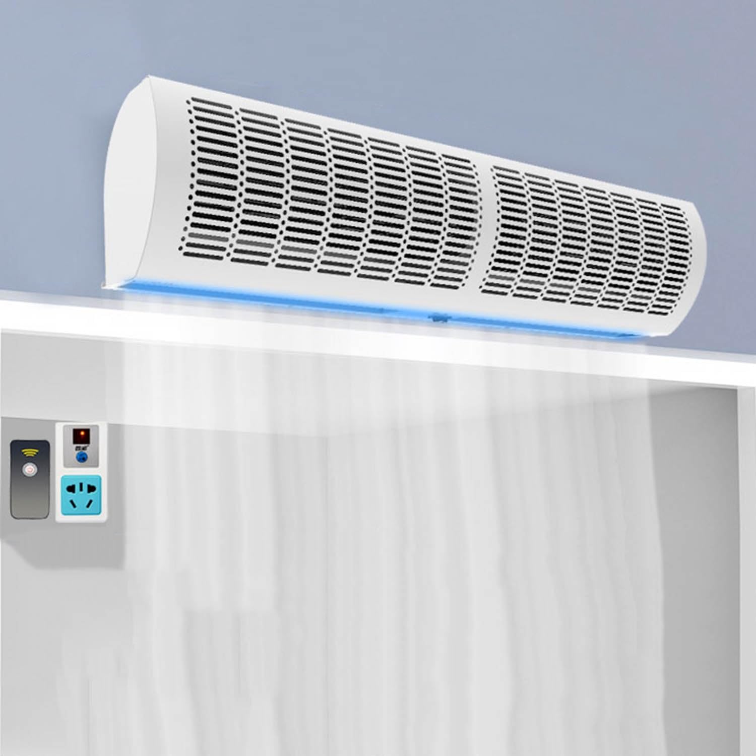 CUPLES Wall-Mounted Remote Air Curtain, Air Curtain Installed On The Door, 0.6M 0.9M 1.0M 1.2M 1.5M, Metal, Air Curtain Machine 2 Kinds Of Wind Speed (Size : 120cm)