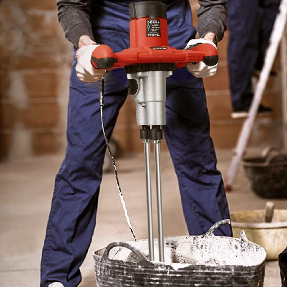 Mezcladora, Batidora Amasadora Cemento, con Una Varilla Mezcladora para Mezclar Concreto Barro, 220V 1600W Agitador 50 / 60Hz Mezclador de Concreto de Mano de 6 Velocidades 800Rpm