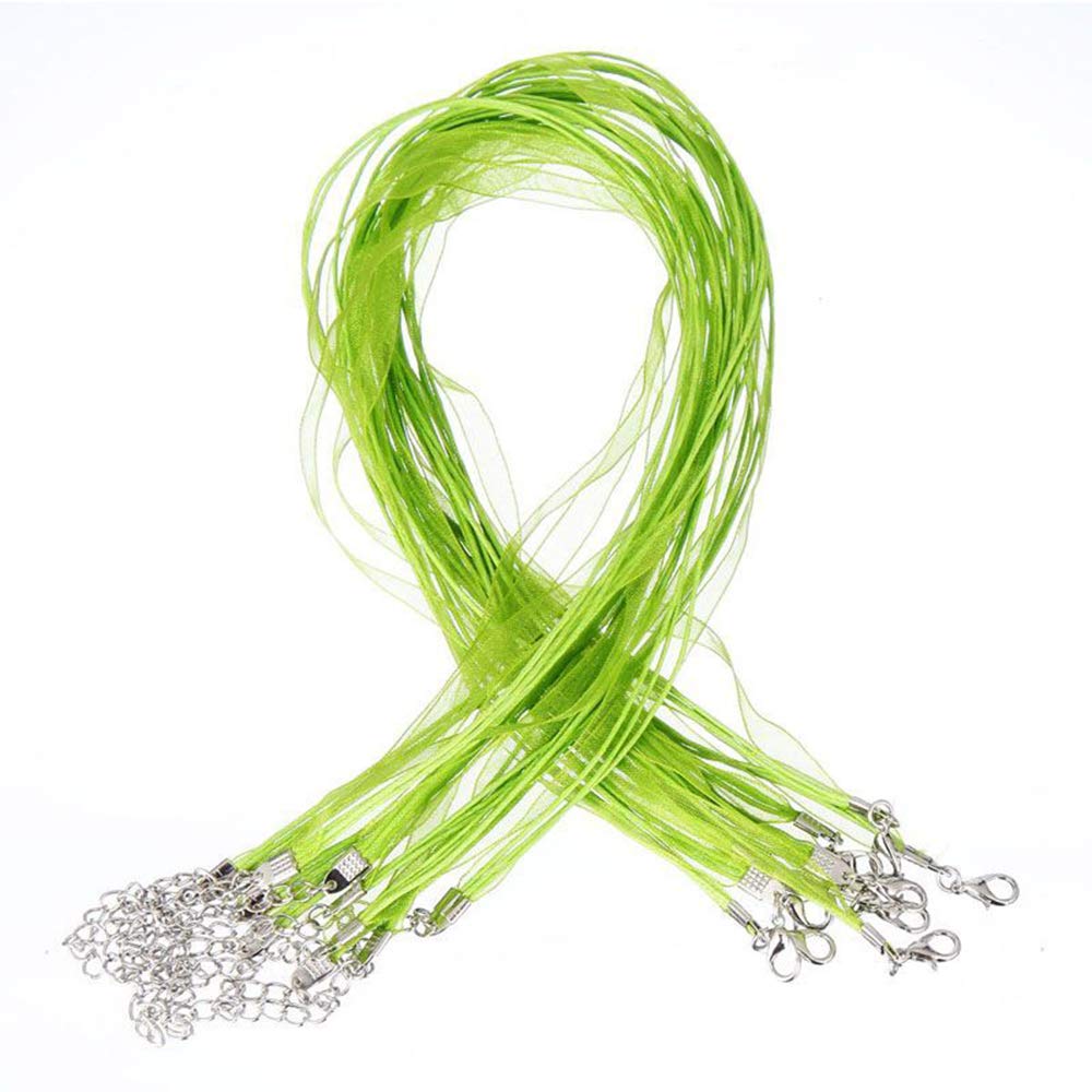 Raylinedo Fruit Green 10 Pieces Colorful Ribbon Waxen Organza Cord Adjustable Necklace With Lobster Clasp For Diy Jewelry Making