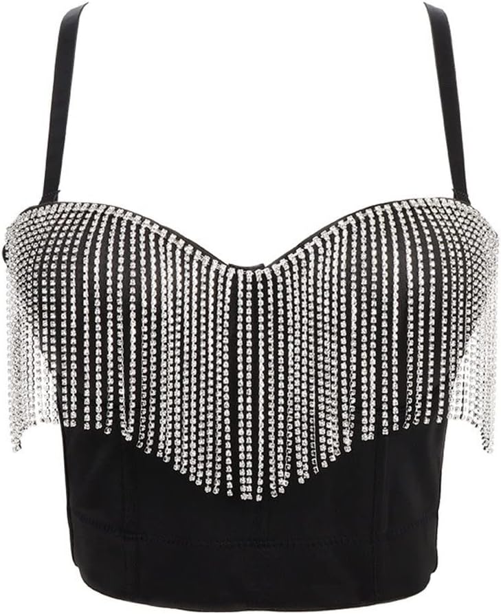 Short Corsets Bustiers Women Stage Party Cropped Top Tassel Long Line Bra Bodice Wear On Outside