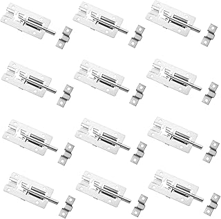 SEWOART 12pcs Plug Bar Gate Latches Door Clasp Hasp Sliding Gate Door Chain Lock Heavy Duty Sliding Door Security Lock Screen Door Lock Sliding Lock Gate Safety Lock Door Slide Bolt Indoor