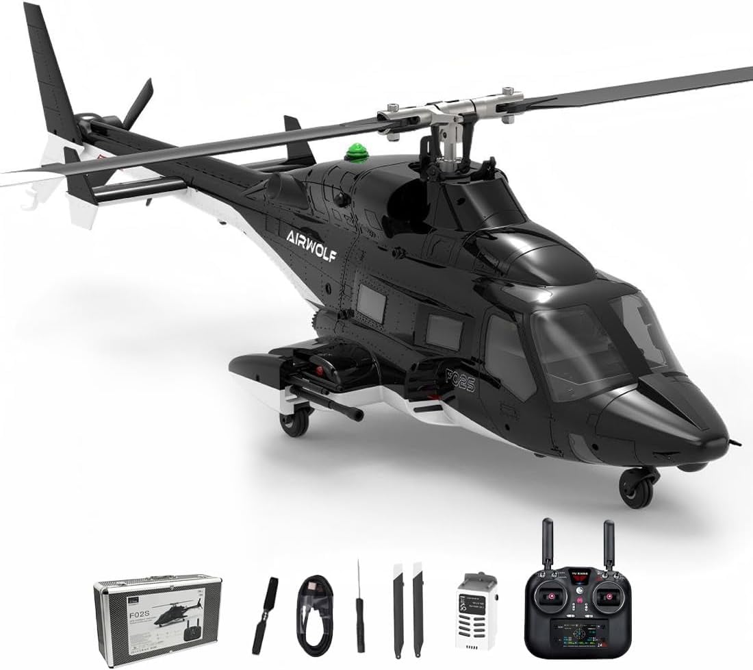 Joytopiaminds YUXIANG F02S Air-Wolf GPS Smart RC Helicopter, 1/34 Scale 8CH Brushless Motor Flybarless Simulator RC 3D/6G Helicopter with Auto Return & GPS Positioning - RTF