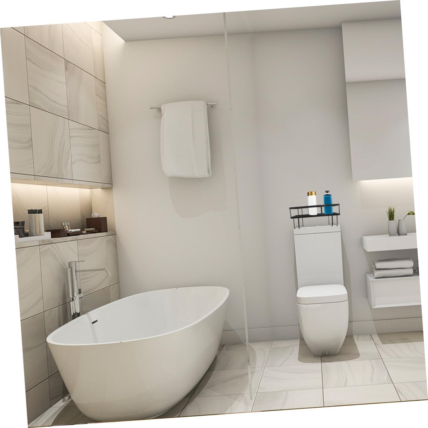 KICHOUSE Bathroom Storage Rack Freestanding Black Shelves Storage Over The Toilet Apartment Decor