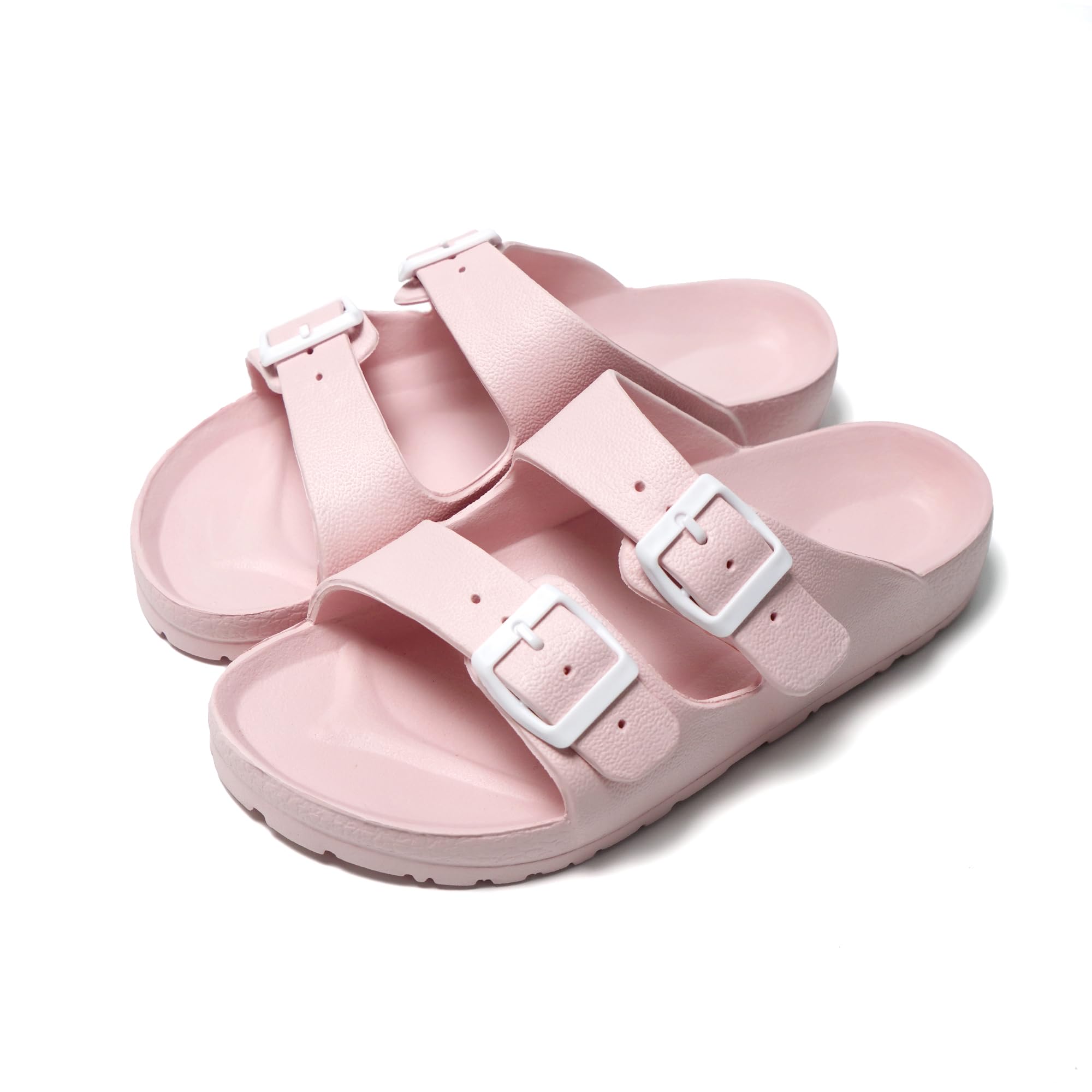 JOMIX Pantoletten Damen Sommer Bunte Badeschuhe mit Fussbett Flache Rutschfest Badelatschen Meer Pool Strand Schwimmen Schnalle Schlappen