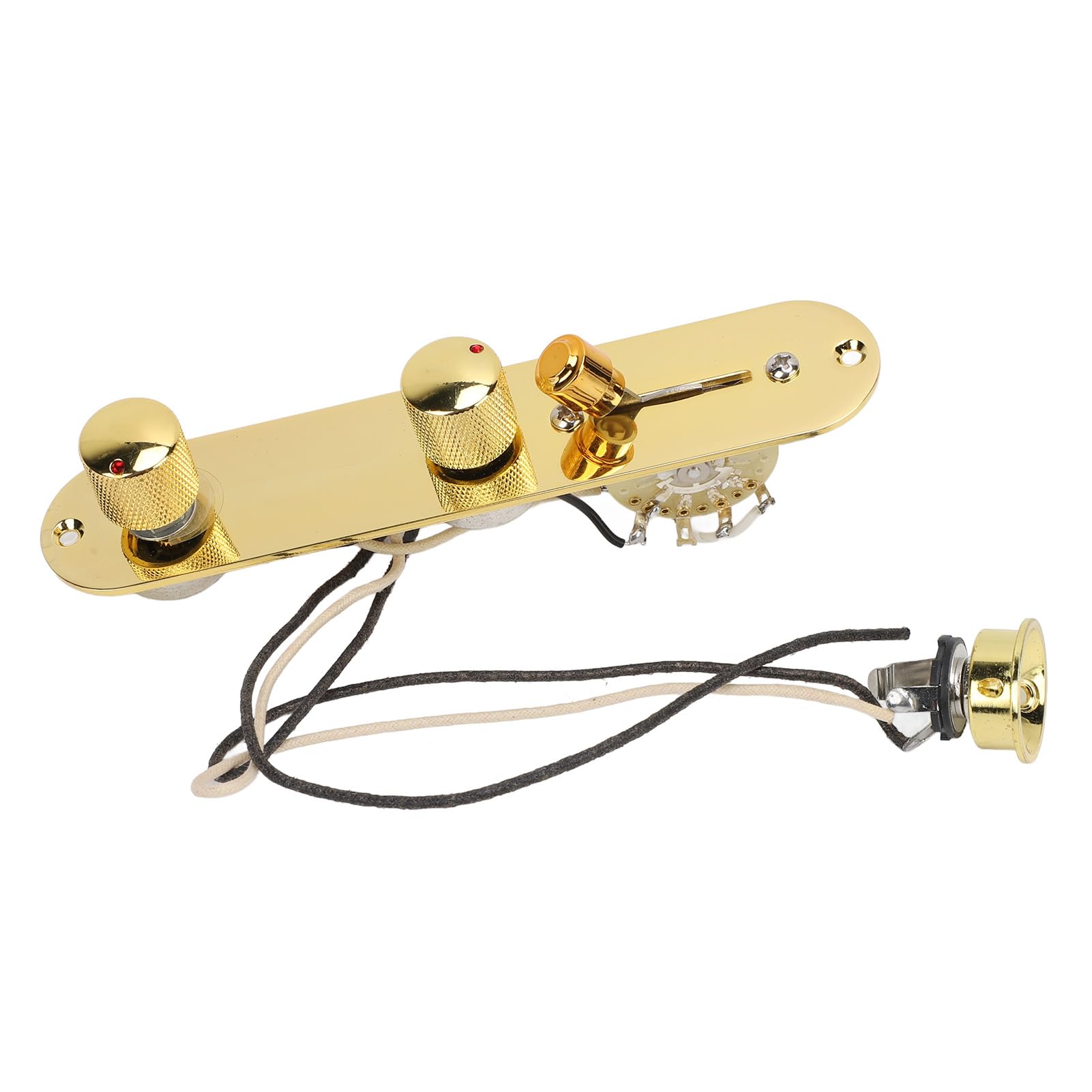Gavigain Telecaster GE235 - Placa de control precableada, interruptor de 5 vías, metal resistente, fácil de instalar, actualización para guitarra eléctrica (GE235 (dorado)