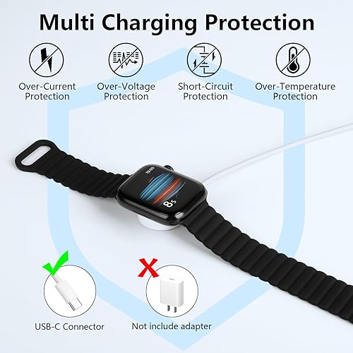 Miniatura 5 de Cable de carga de reloj USB C para Apple Watch, cargador magnético de carga rápida, compatible con Apple Watch Series 987UltraSE654321, cargador USB
