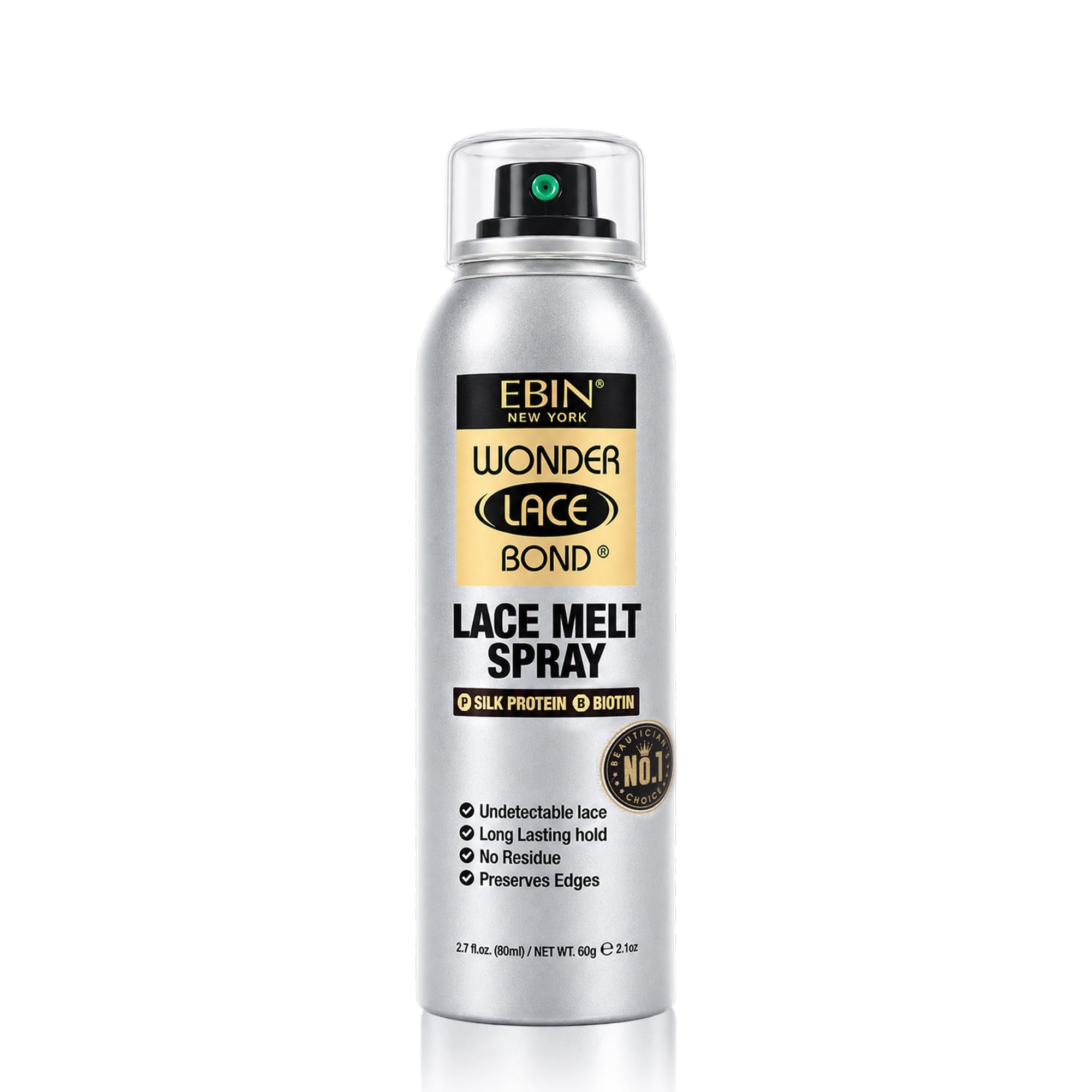 EBIN NEW YORK Wonder Lace Bond Lace Melt Aerosol Spray Silk Protein + Biotin | Extra Firm Hold Wig Adhesive Spray | Moisturising Natural Finish | 80 ml