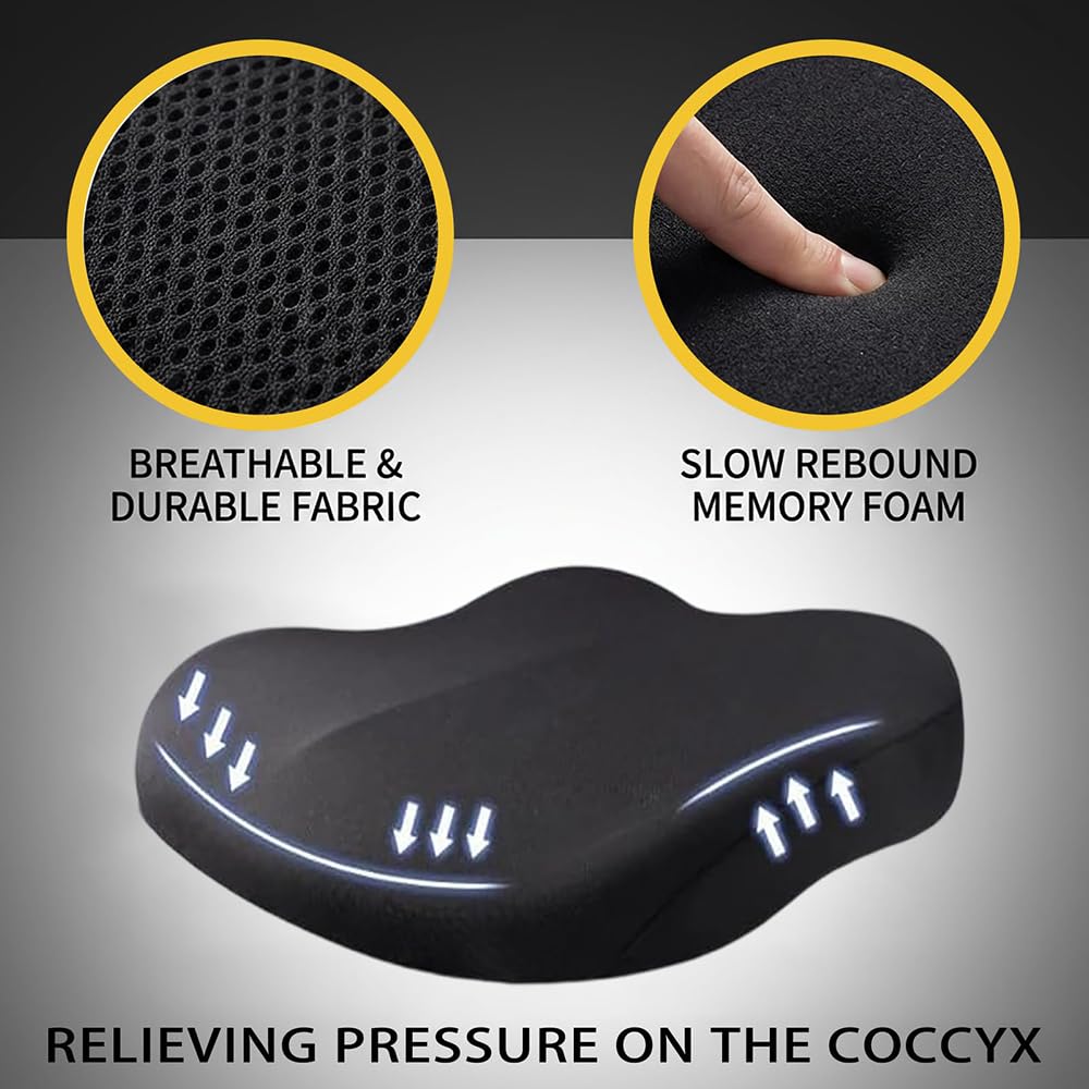 Poduszka na siedzenie samochodowe z pianki Memory Foam do Dodge Ram 1500 19-24 | Podwyższenie krzesła 2,3-3,5 cala, oświetlenie do rwy kulszowej, ergonomiczna konstrukcja antypoślizgowa