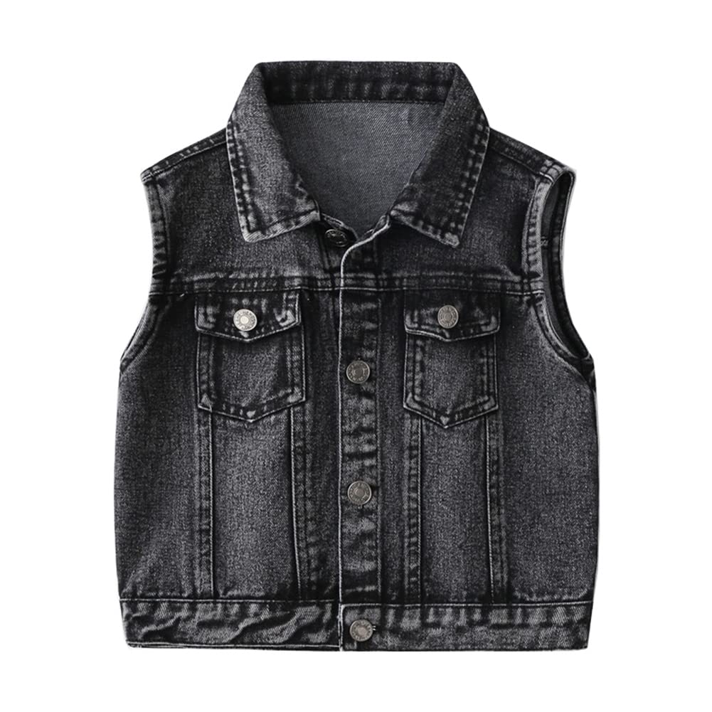 Kinder Jungen Jeansweste Slim Fit Ärmellose Jeansjacke Denim Outwear Mantel
