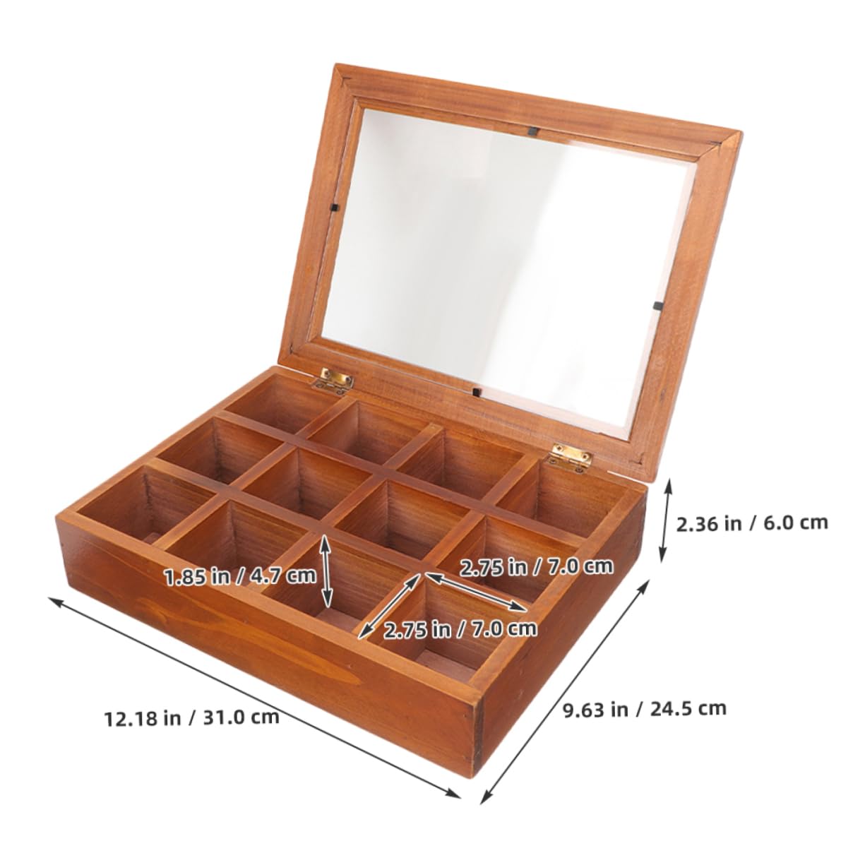 Boîte à Thé Compartimentée Bois Avec Couvercle Transparent Organiseur Léger Et Portable à Compartiments Rangement Pratique Pour Sachets De Thé Snacks Et Infusions Protection Écrase