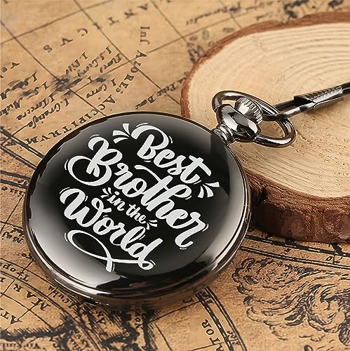 Image of Vintage Gandhi Style Pocket Watch with Engraved Designs & Messages Royal Black Analog for Men Women & Kids Includes Key Ring for car or Bike Keys Ideal Gift
