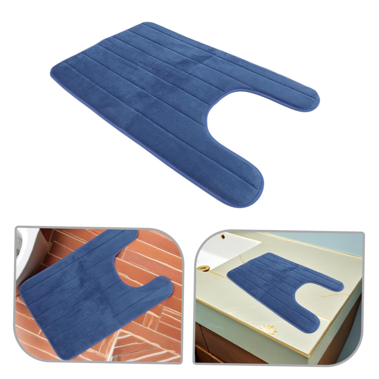 Ipetboom Lot de 2 Tapis de Toilette Contour en Polaire Corail, Antidérapants et Doux, Forme en U, Lavables en Machine pour Salle de Bain Confortable et Absorbant
