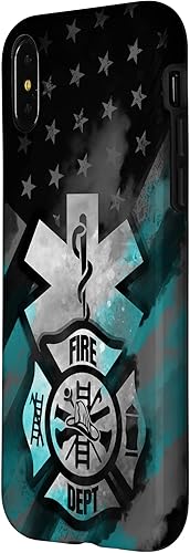 Miniatura 8 de iPhone 11 EMT EMS bombero turquesa línea humo usa bandera americana caso