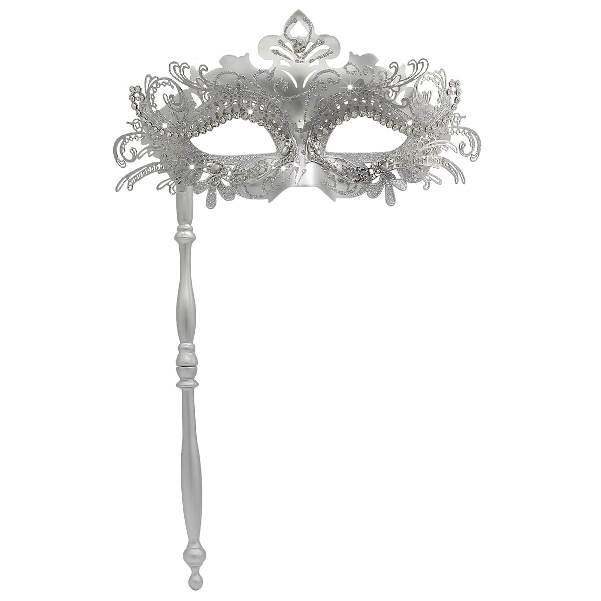 WILOVCOS Womens Masquerade Mask with Stick, Handheld Mardi Gras Mask,Venetian Party Masks
