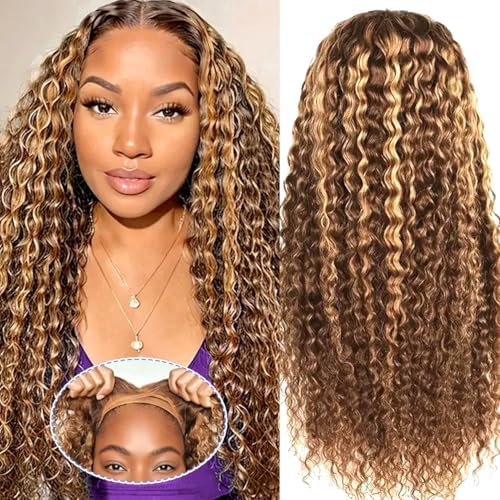 Ombre Glueless Wigs Human Hair Pre Plucked Pre Cut Human Hair Wig 18inch