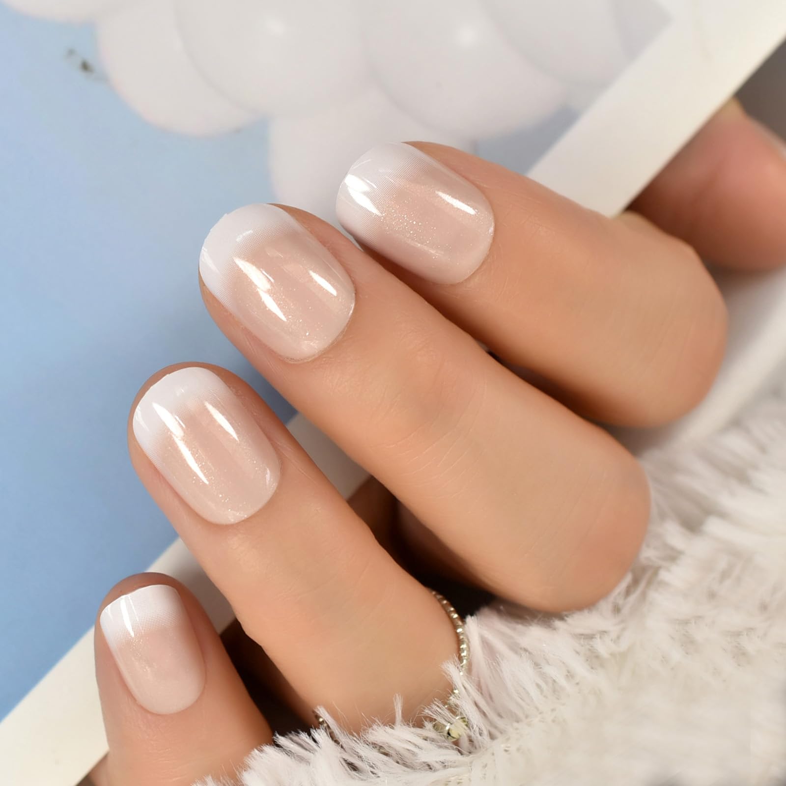 Amazon.com: White French Press On Nail Short - IKISKT Fashion