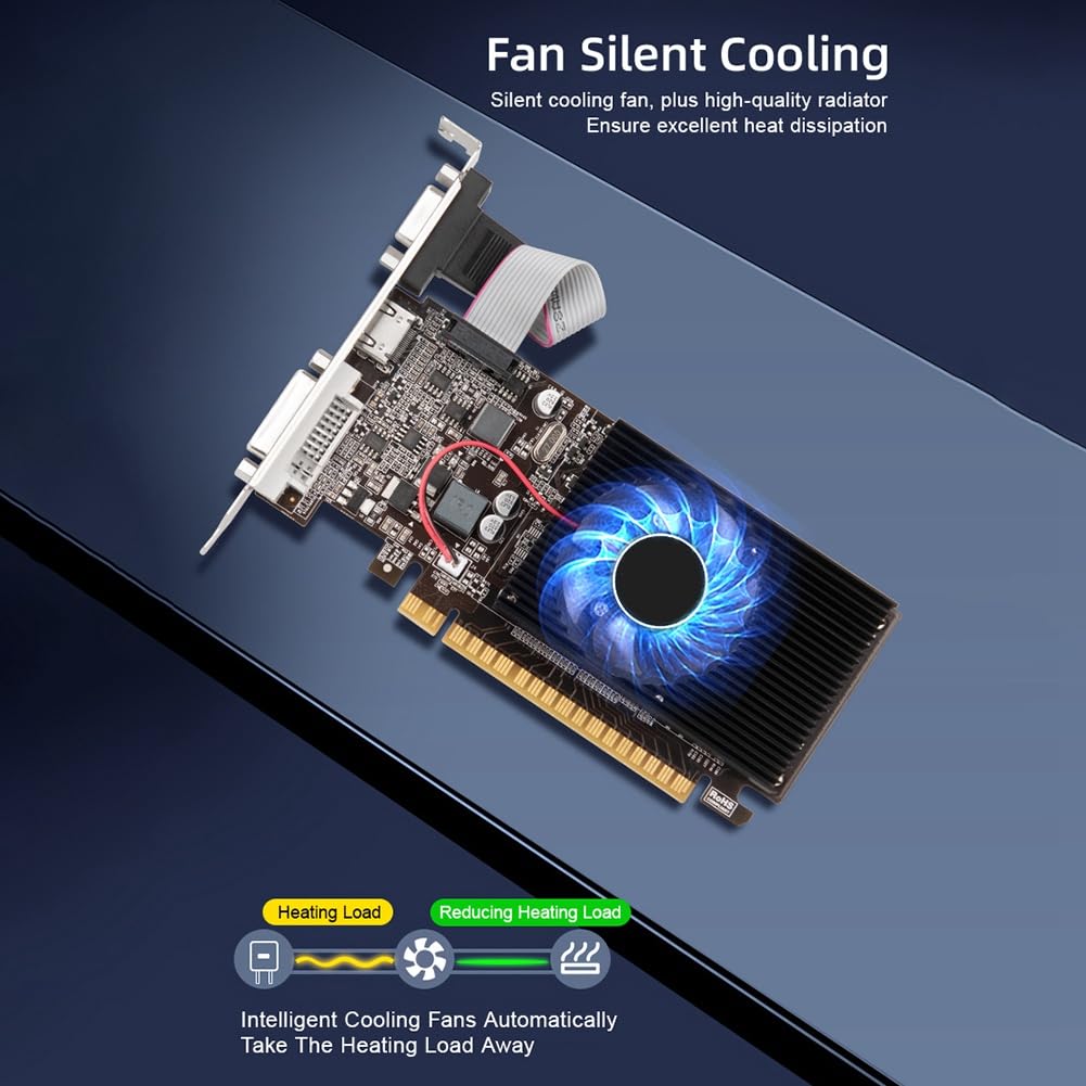 Scheda grafica GT610 PCI-E 16X compatibile +VGA+DVI a basso rumore per PC desktop