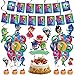 Set accessori feste compleanno Kit decorazioni Tomicy 50 pezzi Cake topper,Tira la bandiera,Palloncini lattice Palloncini buon compleanno feste per bambini