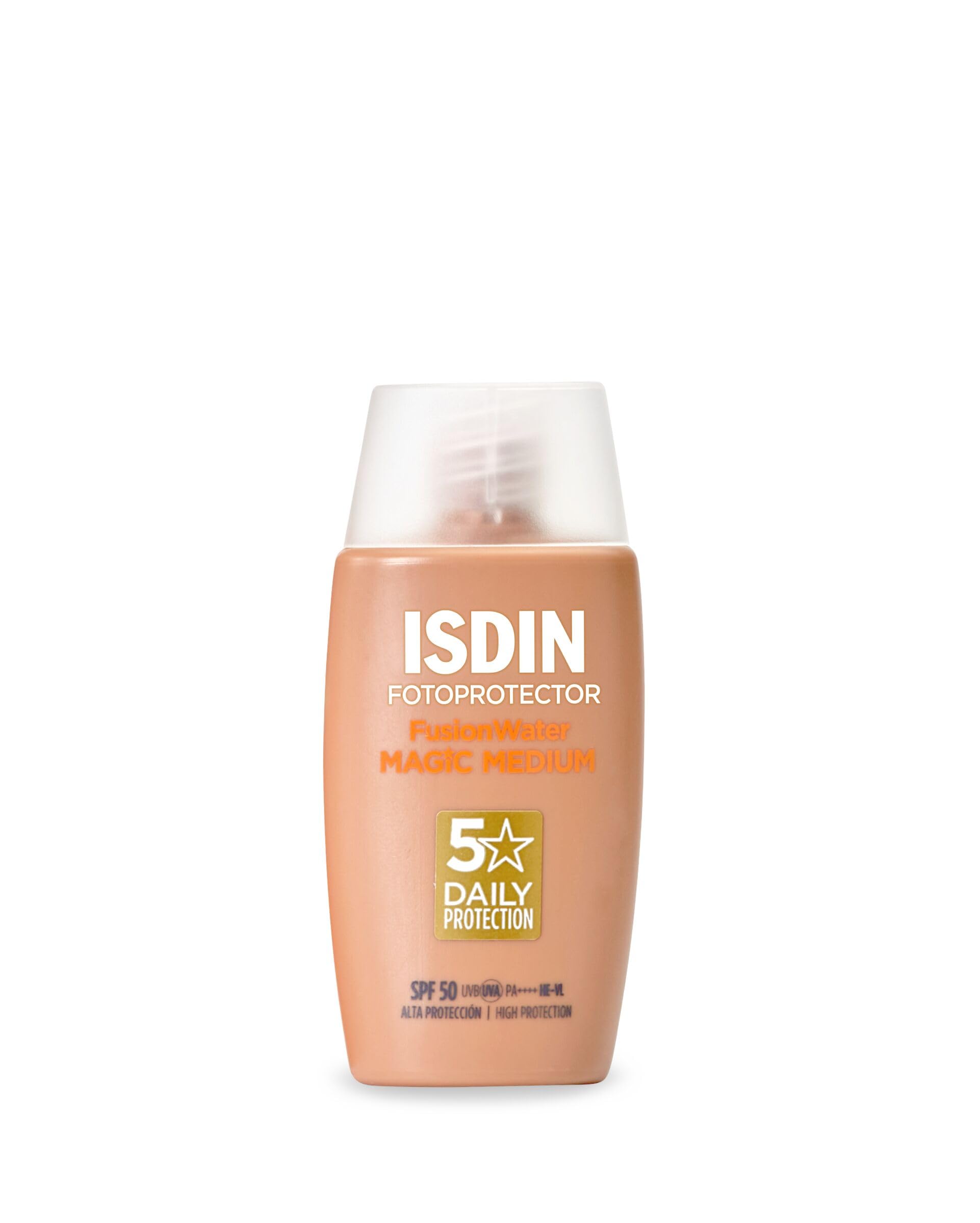 ISDIN Fotoprotector Fusion Water Color Medium - Protector Solar Facial Uso Diario, Textura Ultraligera, SPF 50, 50 ml (Paquete de 1)