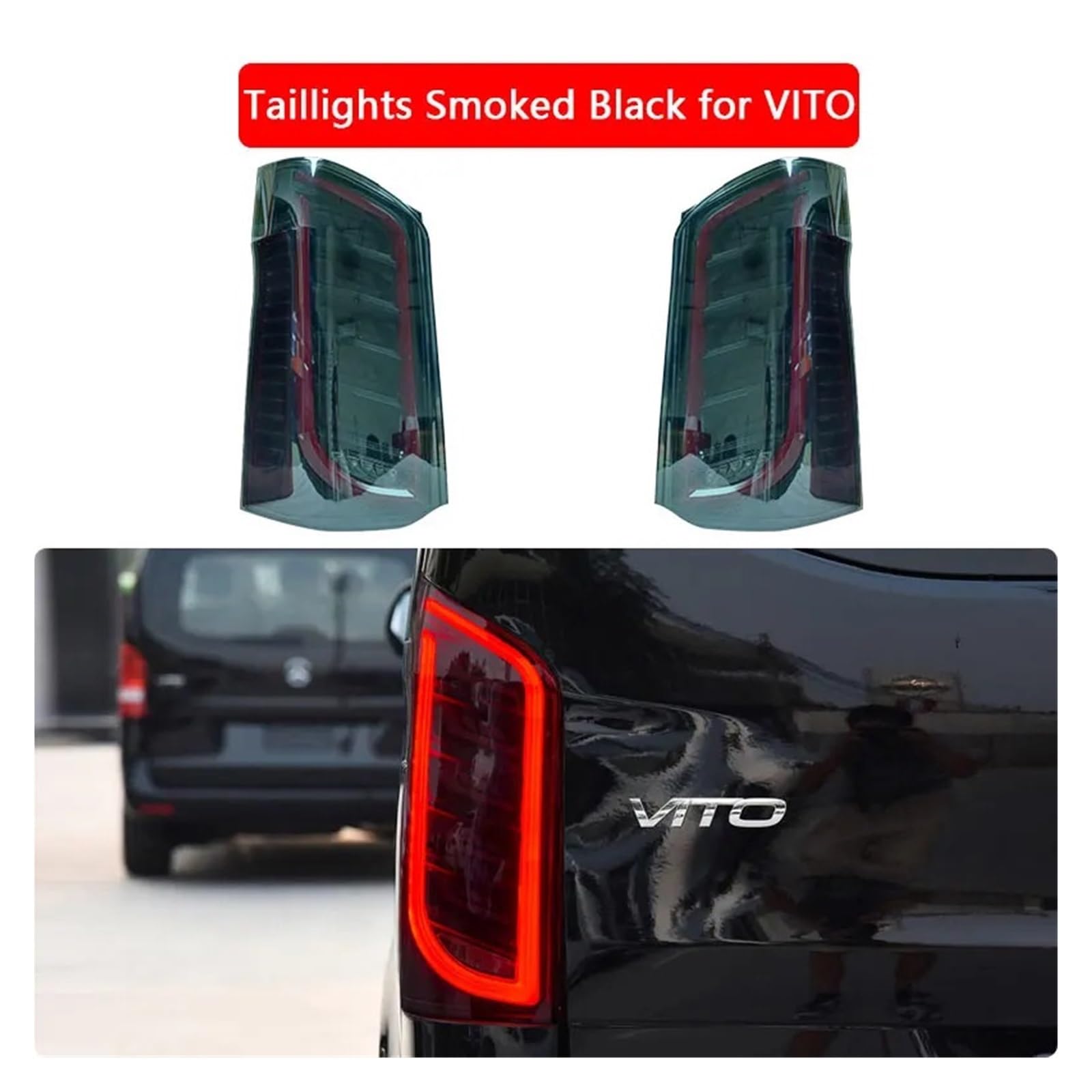 GYZNGJFS 2016-2021 Taillight Assembly Compatible For Mercedes VITO V Class Turn Signal LED Brake Rear Tail Lights W447 V260 V250 V220 2016-2021(For VITO W447,Black)
