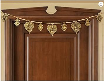 BrassDaddy Leaf Handmade Premium Antique Metal Ganesha Bandarwal Toran for Door & Wall Hanging