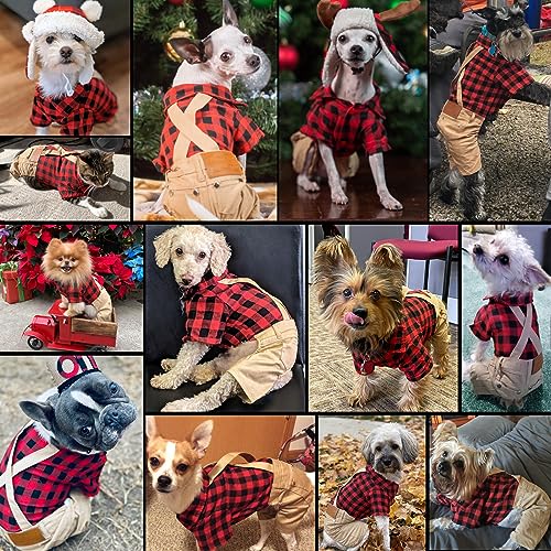 Disfraz para perro pequeño con camisa roja y pantalones caqui miniatura 4