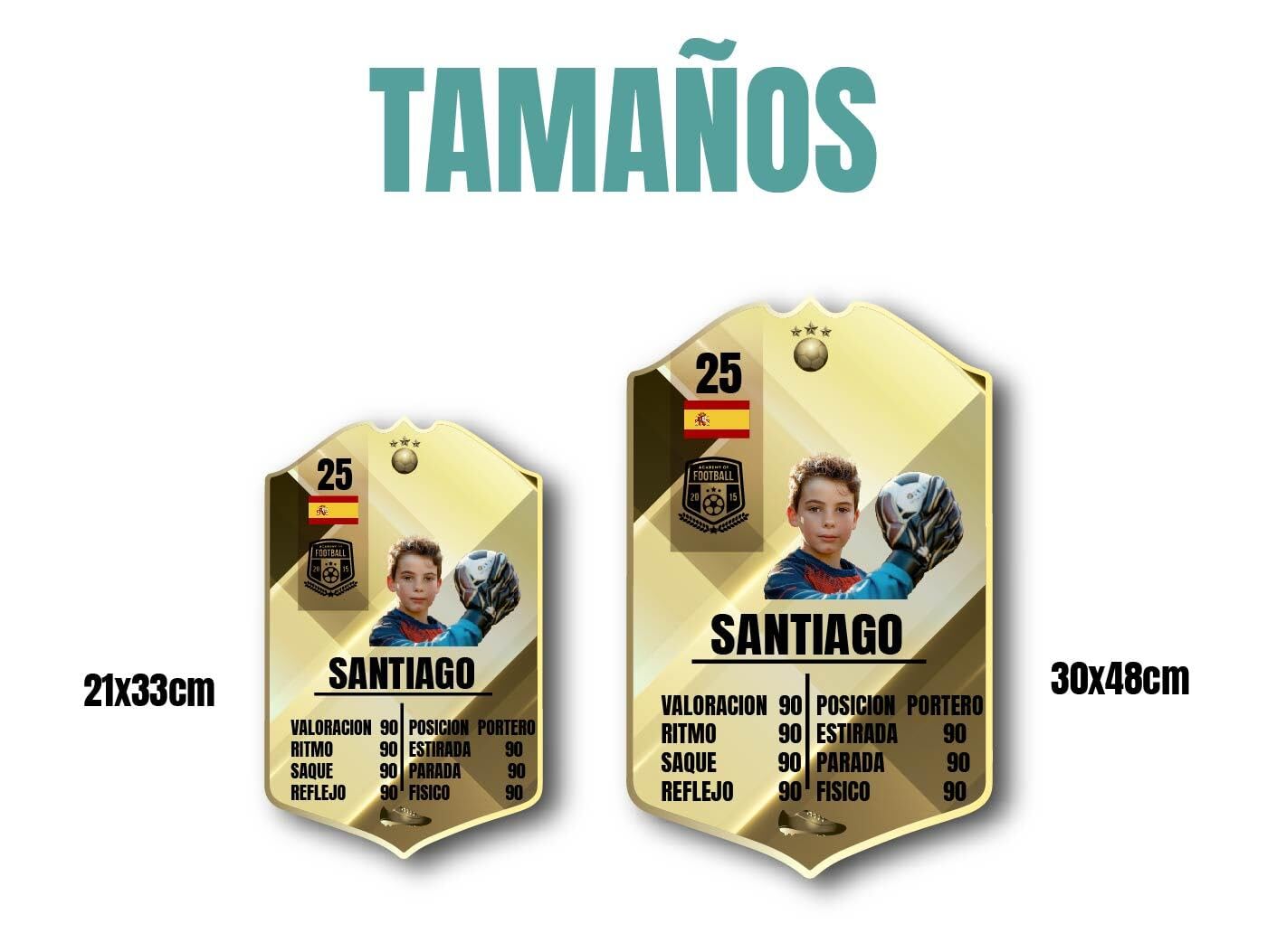 Tarjeta de Fútbol Coleccionable Personalizada, 1 Unid, 21 x 33 cm, Oro