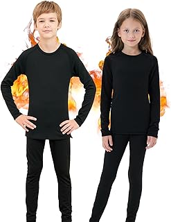 Homord Children's Thermal Underwear, Ski Underwear, Functional Underwear for Skiing, Football, Sports, Thermal Underwear Set for Boys and Girls, Long Breathable Sports Underwear for 6-14 Years Kids