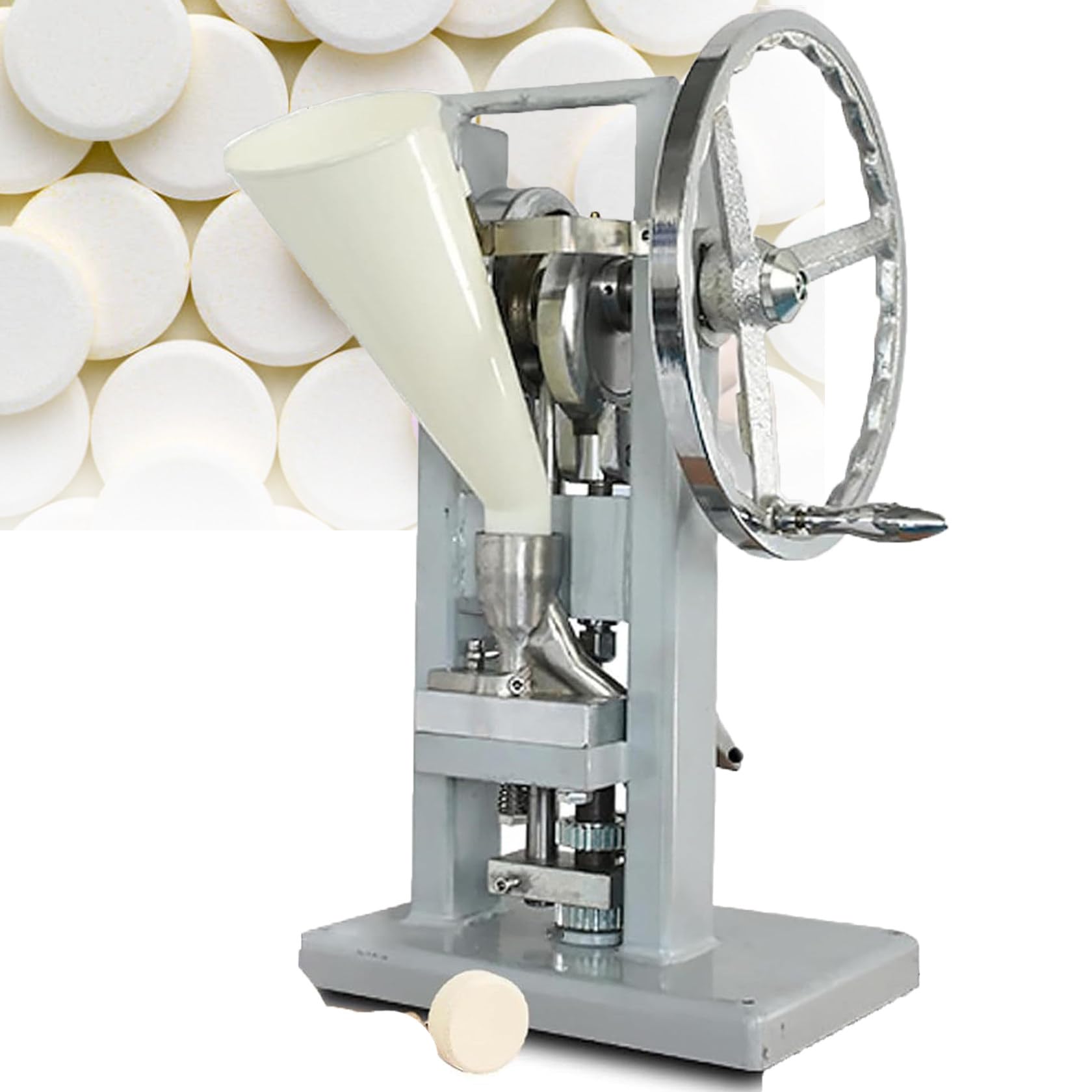 Macchina manuale della stampa della compressa, azionata a manovella per la produzione di polvere e pillole, spessore regolabile, alta efficienza per uso industriale e di laboratorio