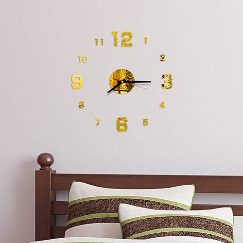 Miniatura 4 de Reloj de pared con efecto espejo acrílico 3D con efecto de espejo, calcomanía para decoración mural para el hogar y el dormitorio