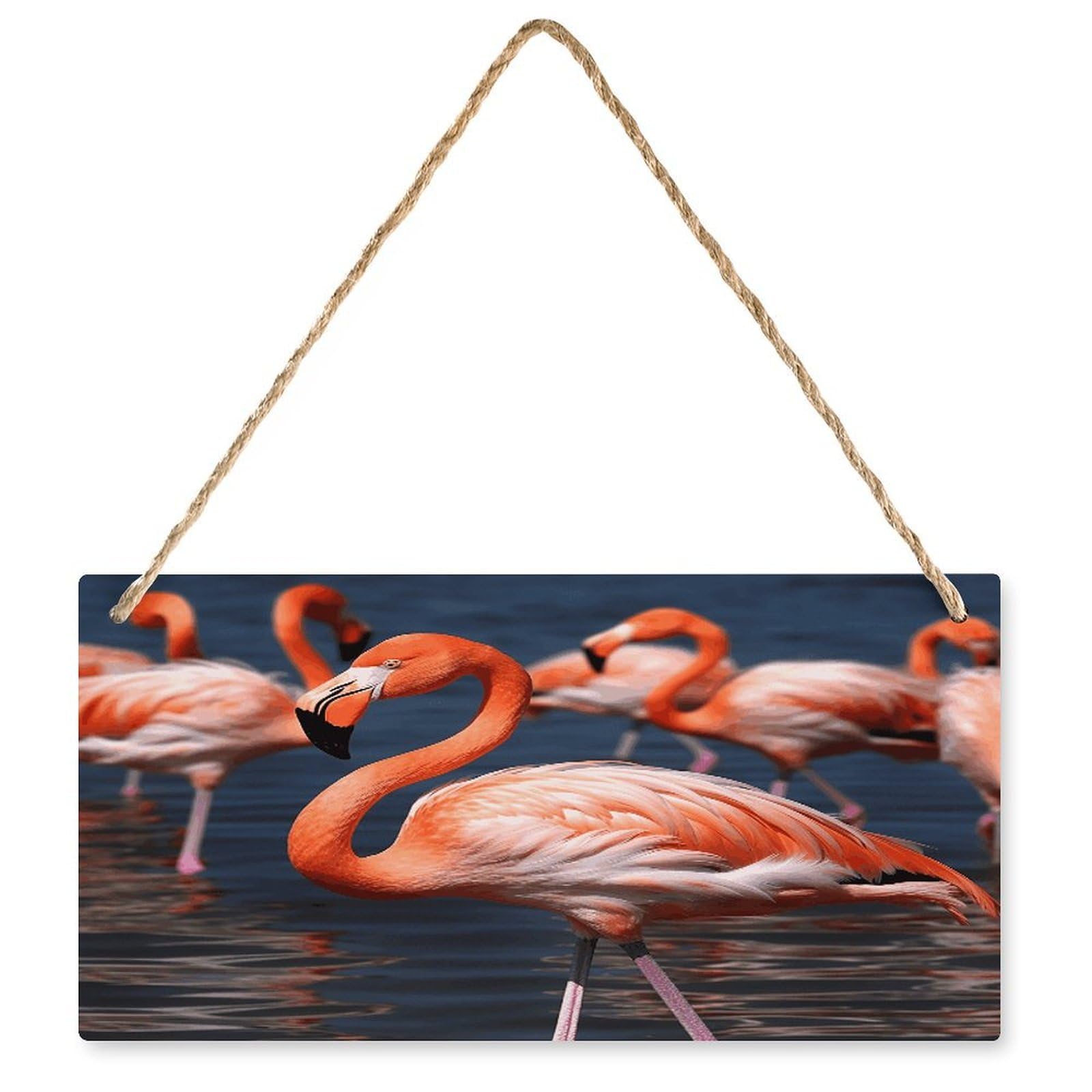 Fodpand Style Flamingo3 Wall Art Wooden Hanging Sign Decor, Artwork For Wall Decoration, Funny Plaque For Bedroom Kitchen Living Room Home Decoration 9.8 X 4.9 Inch