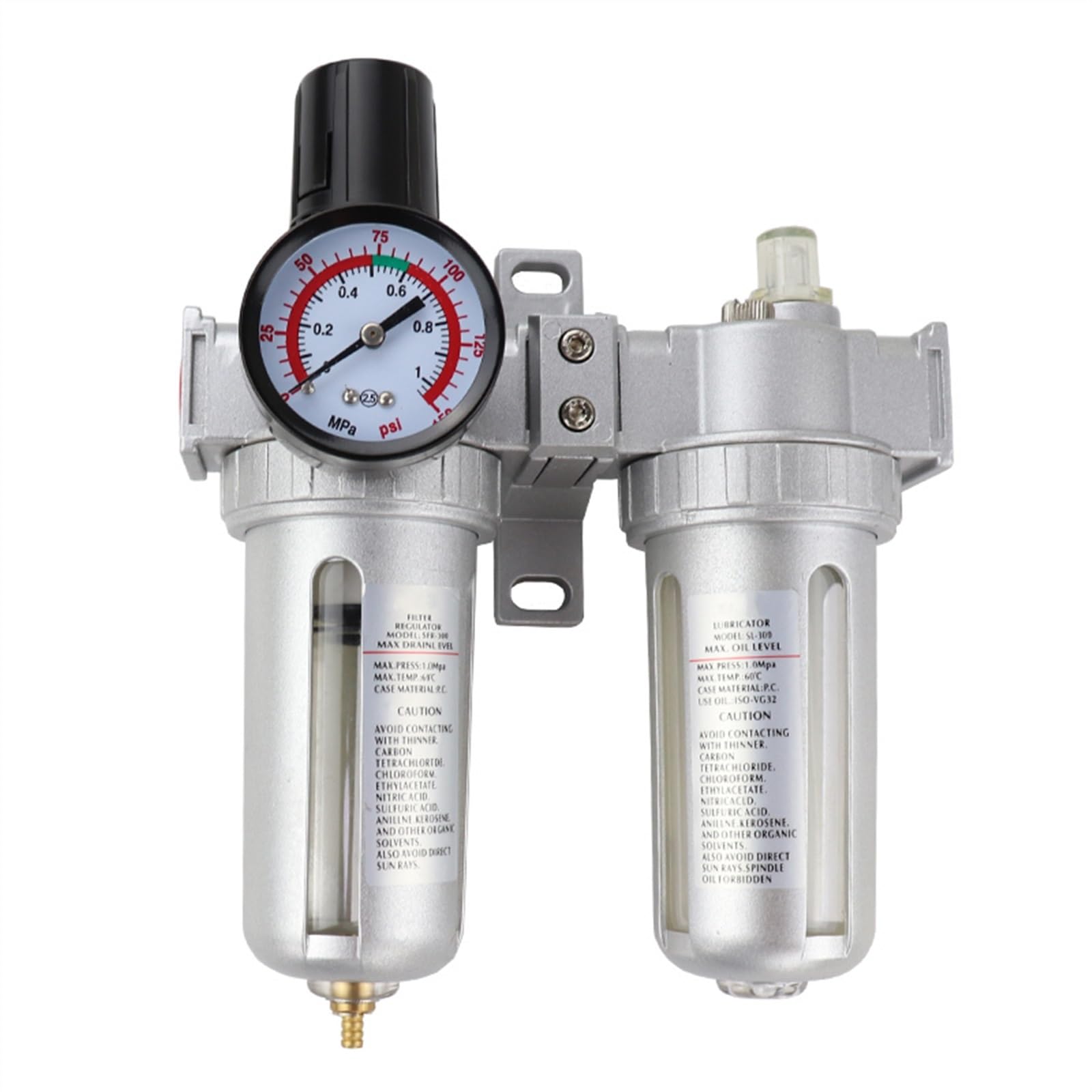 SFC200 SFC300 SFC400 1/4" 3/8" 1/2" Compressore Aria Lubrificante Umidità Separatore Acqua Regolatore Filtro (SFC200)