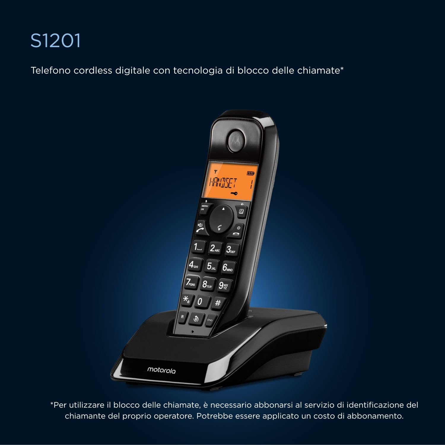 Motorola Voice - Telefono cordless digitale S1201 serie S12 con blocco chiamate e funzione Non disturbare, vivavoce, rubrica fino a 50 nomi e numeri, display luminoso