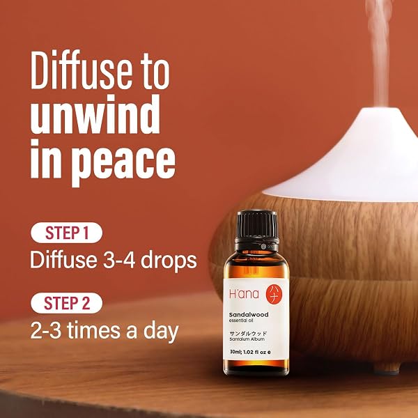 H'ana Olio Essenziale di Legno di Sandalo Naturale per Diffusore - 100% Puro per Capelli, Pelle, Massaggio e Profumo (30 ml) - 3