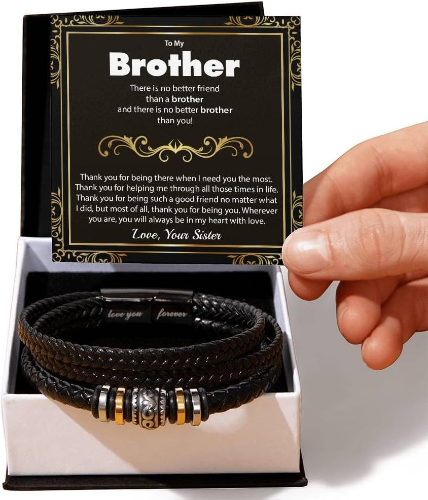 To My Brother Bracelet, Bracelet for Brother from Sister, Gifts from Mom and Dad, Birthday Gift with Message Card and Box - Image 2