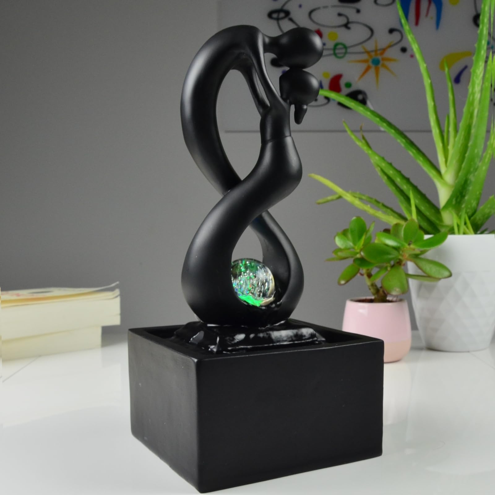 Zen'Light SCFR19-C8 - Fontana interna in poliresina, 14 x 14 x 31 cm, colore: Nero