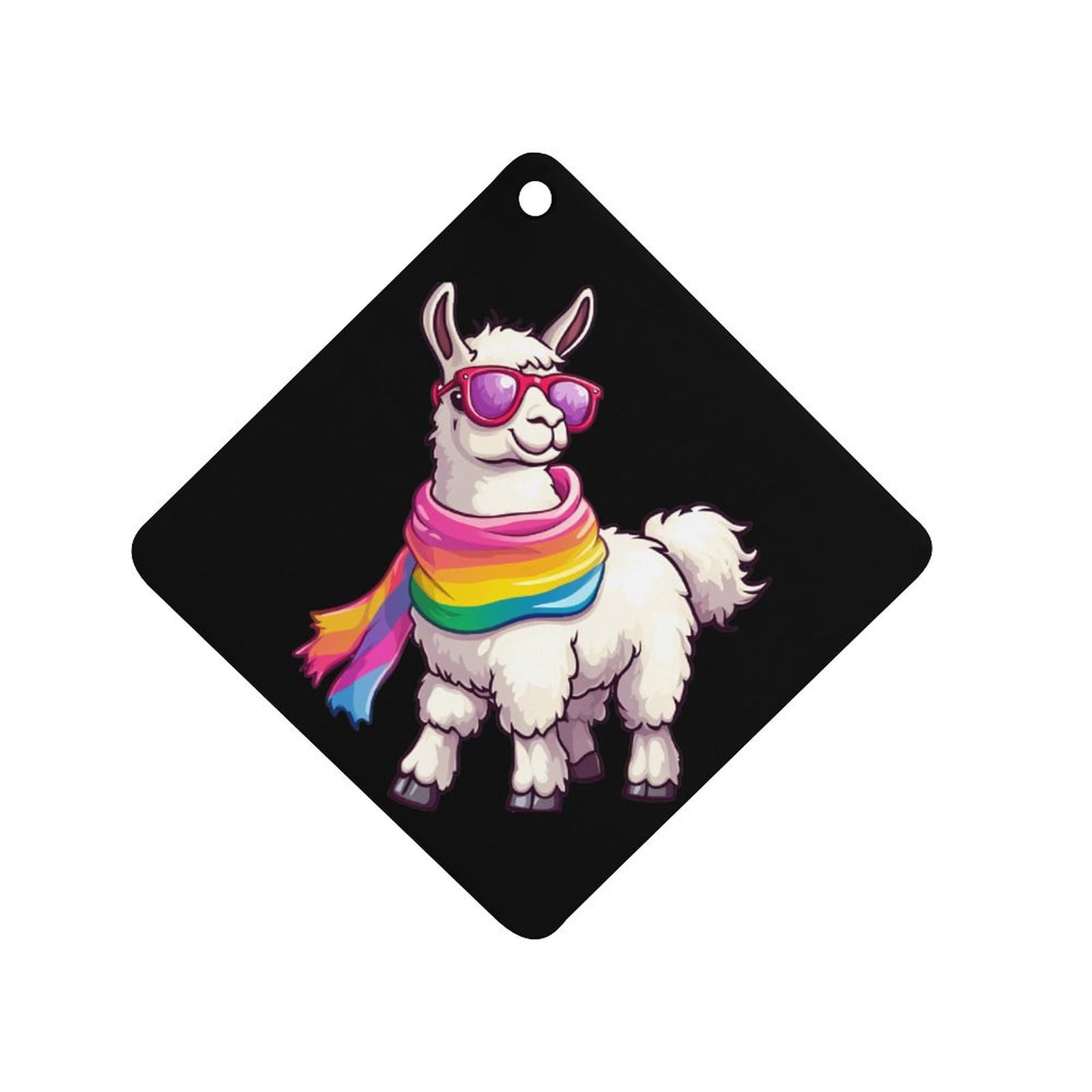 Cute Llama Car Air Freshener Hanging Aromatherapy Tablets for Car Accessories Rhombus