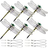 虫除け 正規品 蜻蛉 【本物とほぼ同じサイズ】昆虫 虫よけ トンボ PVC材質 安全ピン付き 虫避け 動物 釣り 室内装飾 ベランダ 網戸 室内 登山 渓流釣り キャンプ アウトドア 屋外と屋内両用 (6個)