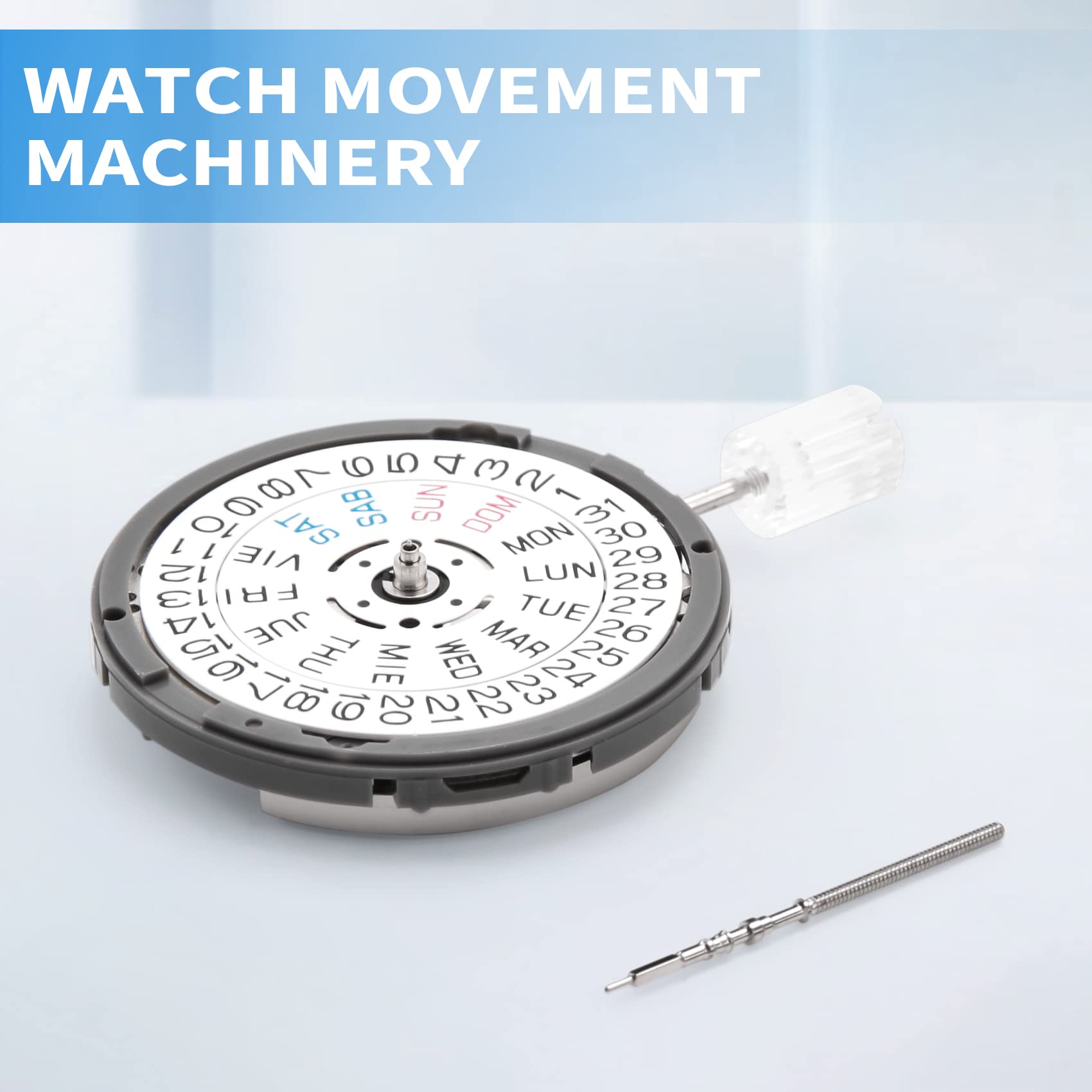 NH36 Uhrwerk mit englischem Datum, Woche, automatisches 3,8-Uhr-Uhrwerk, mechanische Ersatzteile, weiß