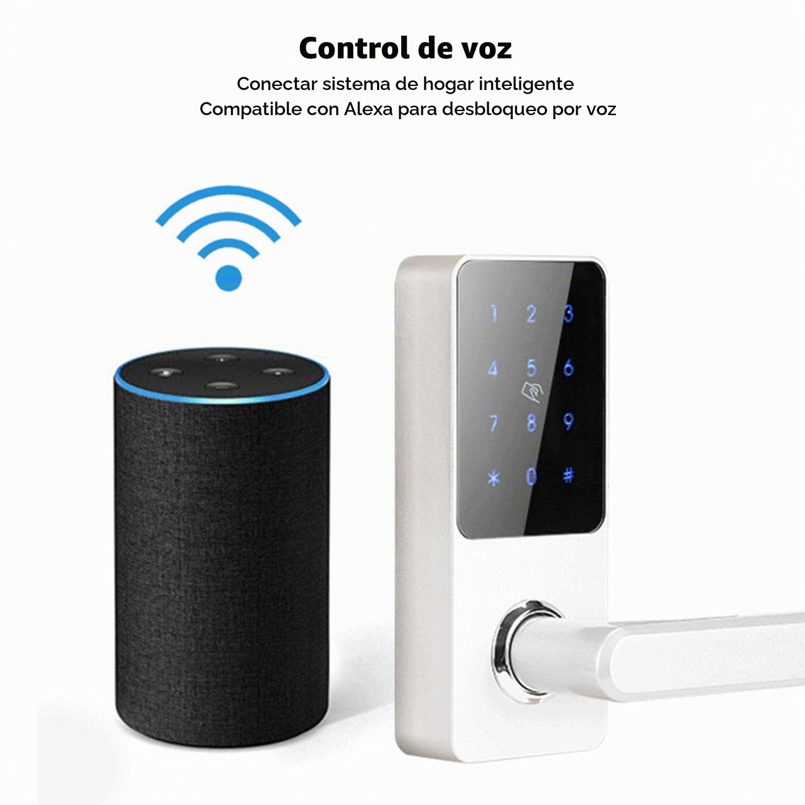 Cerradura de Puerta Electrónica Inteligente, Cerradura de Puerta Inteligente, Aplicación Bluetooth, Aplicación de Huellas, Control de Voz Remota Inteligente, para para